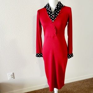 LunaJany Polka Dot Long Sleeve Pencil Dress